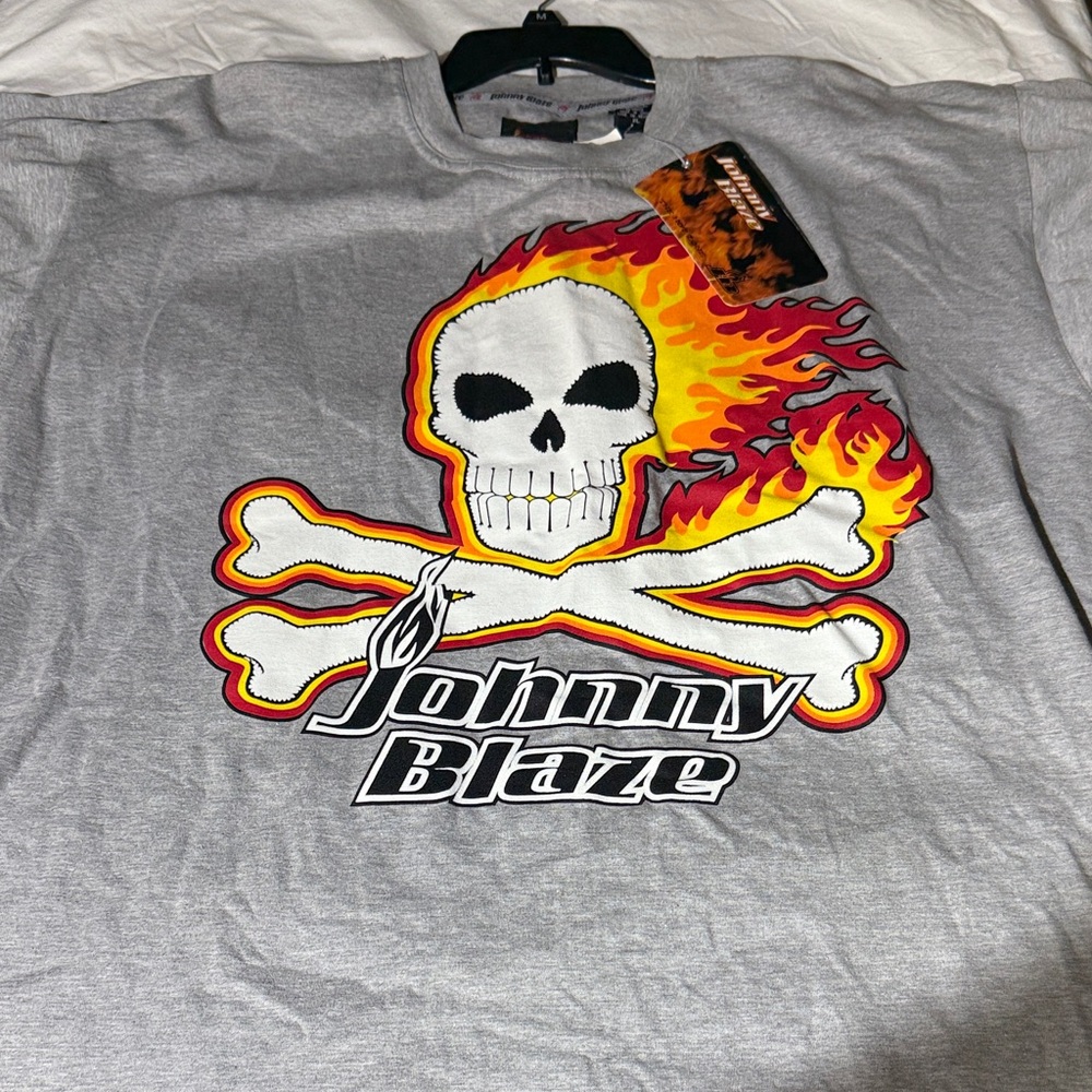 Vintage Johnny Blaze Skull Gray Graphic T-Shirt for Men